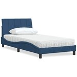 vidaXL Lit avec matelas bleu 100x200 cm tissu