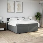 vidaXL Sommier à lattes de lit avec matelas Gris foncé 200x200cm Tissu