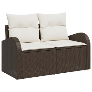 vidaXL Canapé de jardin 2 places avec rangement et coussins en poly rotin marron