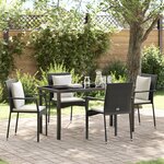 vidaXL Ensemble de repas de jardin 5 pièces avec coussins en rotin noir