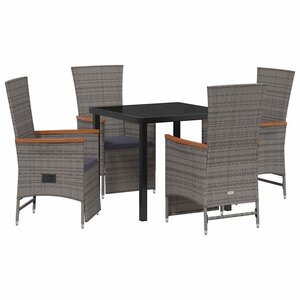 vidaXL Ensemble de salle à manger pour jardin 5 Pièces Gris polyrotin