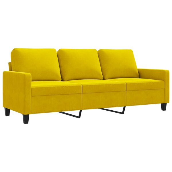 vidaXL Canapé à 3 places Jaune 180 cm Velours