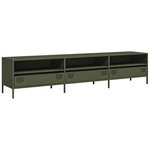 vidaXL Meuble TV vert olive 202x39x43 5 cm acier laminé à froid