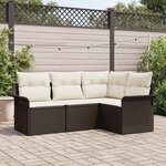 vidaXL Ensemble de canapé de jardin 4 Pièces Marron Poly rotin