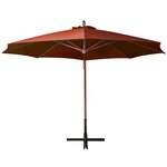 vidaXL Parasol de jardin suspendu avec mât terre cuite bois de sapin