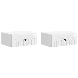 vidaXL Cabinet de chevet mural 2 pièces Blanc brillant
