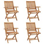 vidaXL Chaises pliables de jardin lot de 4 Bois de teck solide