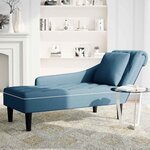 vidaXL Fauteuil long avec coussin et accoudoir droit bleu velours