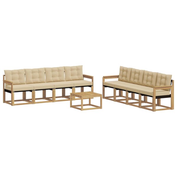 vidaXL Ensemble de canapés d'extérieur 9 pc Blanc et Beige