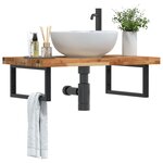 vidaXL Étagère de vasque murale acier et bois massif d'acacia