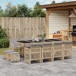 vidaXL Ensemble à manger de jardin et coussins 13 Pièces beige