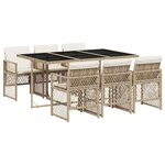 vidaXL Ensemble à manger de jardin et coussins 7 Pièces beige poly rotin