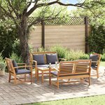 Ensemble de canapé de jardin 5 Pièces Naturel Bois de teck solide
