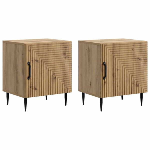 vidaXL Cabinet de chevet 2 Pièces Chêne artisanal 43 x 34 5 x 50 cm