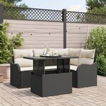Ensemble de Canapés de Jardin 5 Pièces avec Coussins Noir Poly Rattan