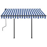 vidaXL Auvent manuel rétractable avec LED 3 5x2 5 m Bleu et blanc