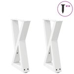 vidaXL Pieds de table basse 2 pièces Blanc 28 x (42-43 3) cm Acier