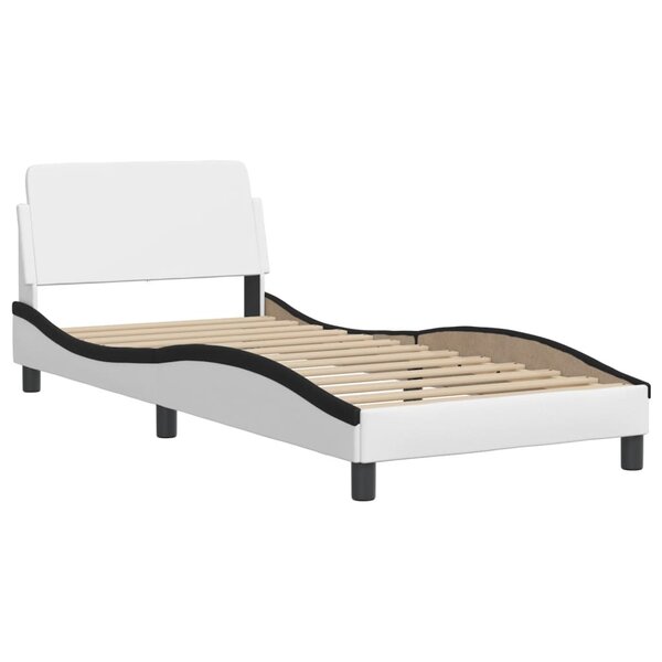 vidaXL Cadre de lit avec tête de lit blanc et noir 90x200cm similicuir