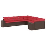 vidaXL Salon de jardin 10 Pièces avec coussins marron résine tressée