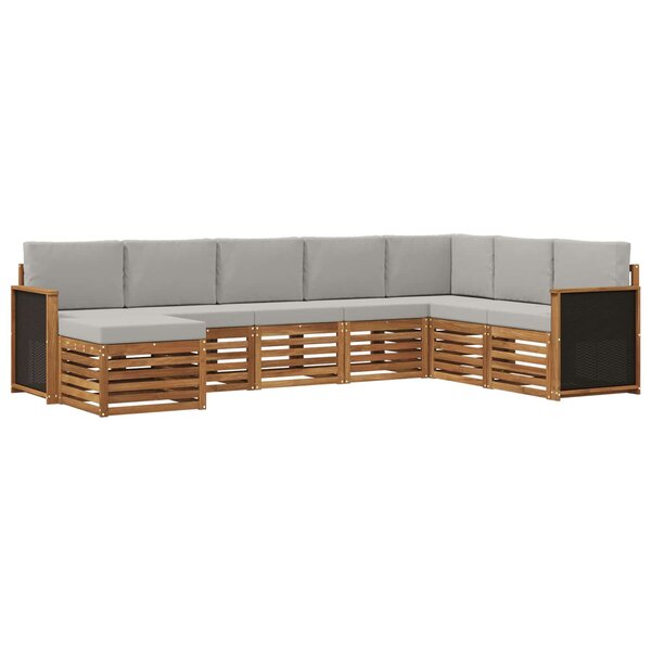 vidaXL Ensemble de canapés d'extérieur 6 pc Naturel et gris clair