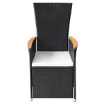 vidaXL Chaise inclinable de jardin 2pc et coussins Résine tressée Noir