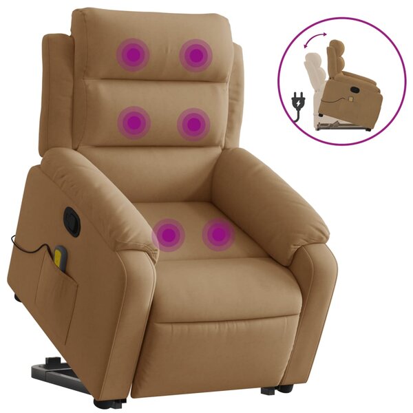 vidaXL Fauteuil de massage inclinable Marron Velours