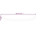 vidaXL Dessus de table rond Ø80x2 5 cm Bois de chêne massif non traité