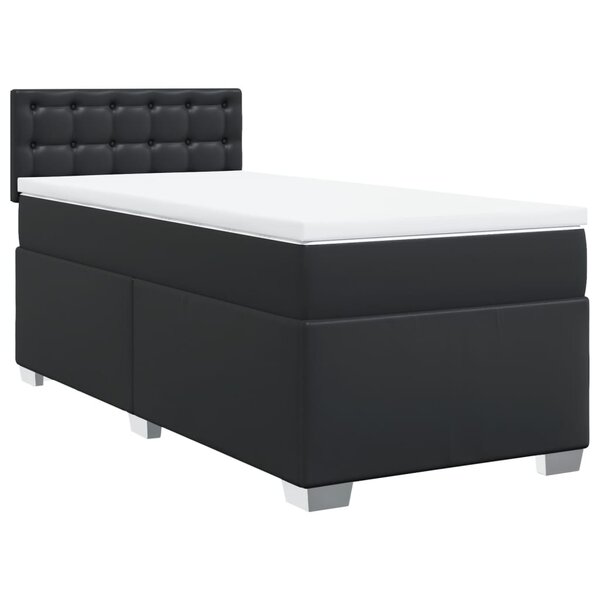 vidaXL Sommier à lattes de lit avec matelas Noir 80x200cm Similicuir