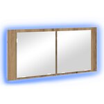 vidaXL Armoire Miroir LED Chêne Artisanal 100x12x45 cm Bois d'ingénierie
