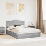 vidaXL Lit de Rangement Gris Sonoma 150 x 200 cm Bois d'ingénierie