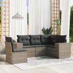vidaXL Salon de jardin 5 Pièces avec coussins gris résine tressée