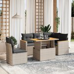 vidaXL Salon de jardin 6 Pièces avec coussins gris résine tressée