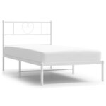 vidaXL Cadre de lit métal sans matelas et tête de lit blanc 107x203 cm
