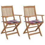 vidaXL Chaises pliables de jardin lot de 2 avec coussins Bois d'acacia