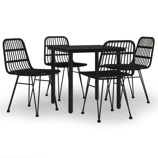 vidaXL Ensemble à manger de jardin 5 Pièces Noir Résine tressée
