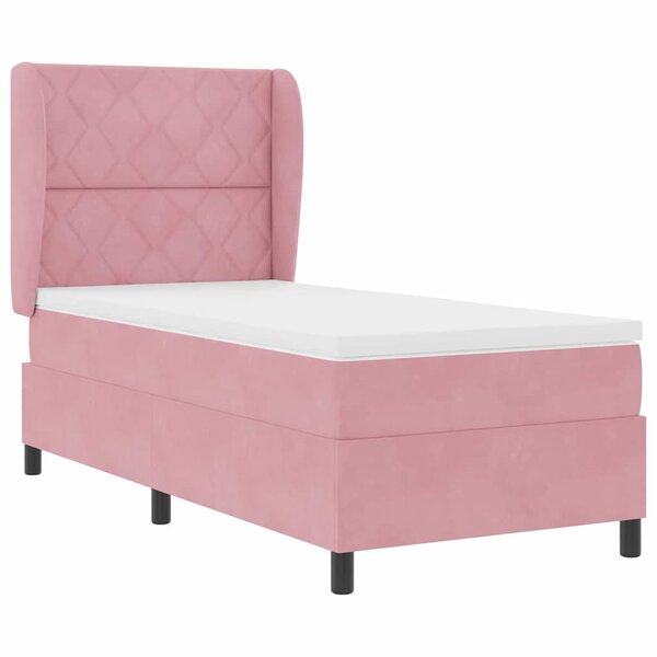 vidaXL Lit à ressorts avec matelas Rose 200 x 100 cm Polyester