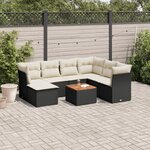 vidaXL Salon de jardin 8 Pièces avec coussins noir résine tressée