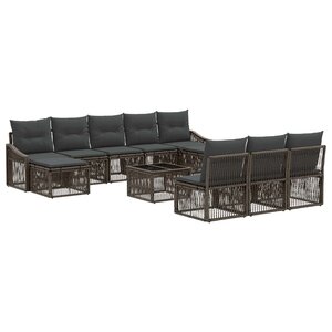 vidaXL Ensemble de canapé de jardin 11 Pièces Gris polyrotin