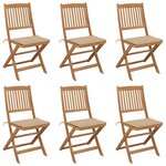 vidaXL Chaises pliables de jardin 6 Pièces avec coussins Bois d'acacia