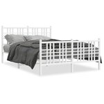 vidaXL Cadre de lit métal sans matelas et pied de lit blanc 137x190 cm