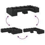 vidaXL Salon de jardin 11 Pièces avec coussins noir résine tressée