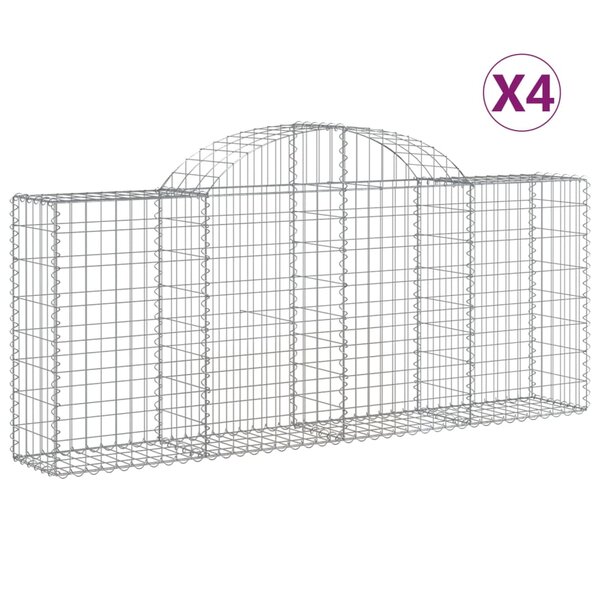 vidaXL Paniers à gabions arqués 4 Pièces 200x30x80/100 cm Fer galvanisé