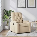 vidaXL Fauteuil inclinable Crème Tissu
