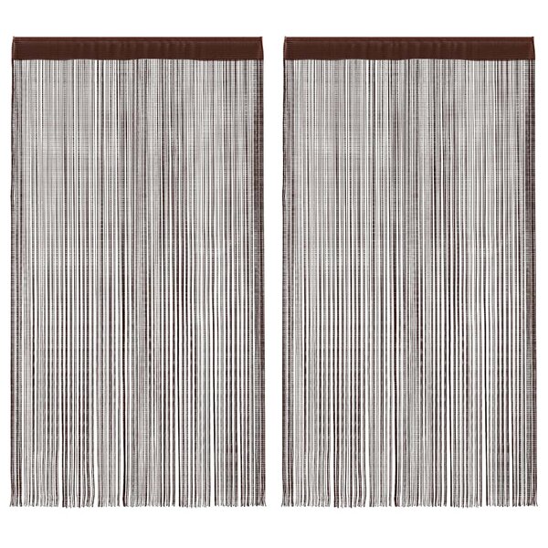 vidaXL Rideau en fils 2 Pièces 100 x 250 cm Marron