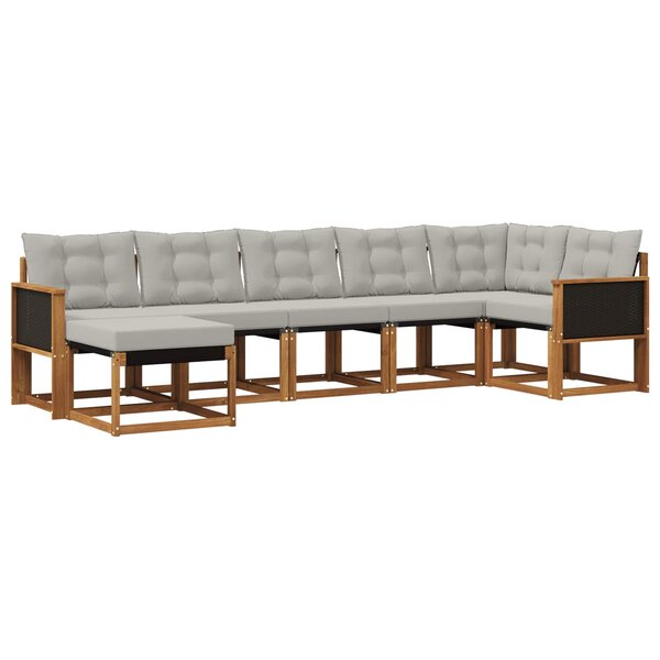 vidaXL Ensemble de canapés d'extérieur 7 pc Naturel et gris clair