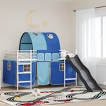 vidaXL Lit mezzanine pour enfants Blanc et Bleu 79 5 x 200 cm Métал