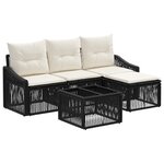 vidaXL Ensemble de canapé de jardin 5 Pièces Noir polyrotin