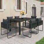 vidaXL Ensemble à manger de jardin 7 Pièces PVC résine tressée noir