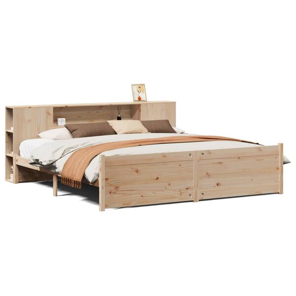 vidaXL Lit bibliothèque sans matelas 200x200 cm bois massif de pin