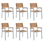 vidaXL Chaises de jardin empilables 6 Pièces en bois solide d'acacia et métal